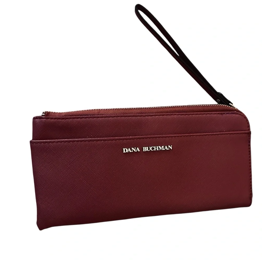 Dana Buchman LARGE Burgundy Wristlet/ Built-in Wallet 9 x 5 x 1